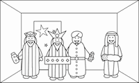 The Wisemen visiting Mary and Jesus - christmas coloring