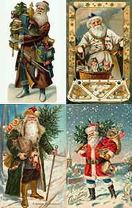 Santa in different colour outfits