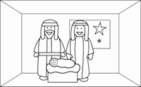 Mary, Joseph and Jesus - christmas coloring