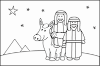 Mary, Joseph and Jesus in Egypt - christmas coloring