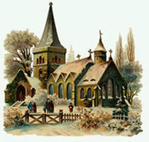A Traditional English Church from a Christmas Card Scene