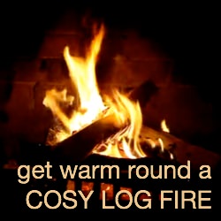 Sit back and relax with a cosy log fire and relaxing music