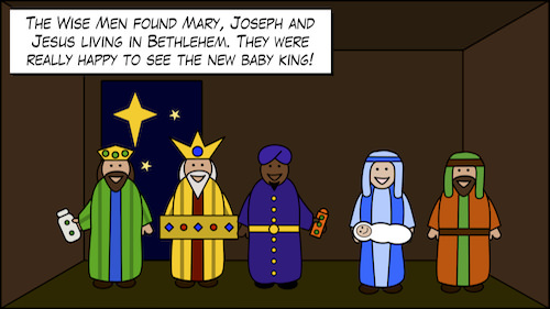 Nativity Scene: The Wisemen visiting Jesus