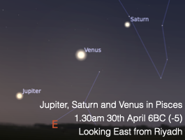 Jupiter, Saturn and Venus on 30th April 6BC